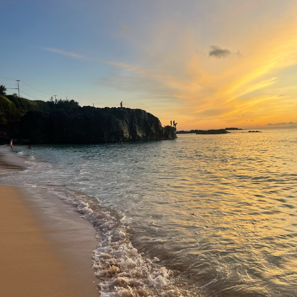 Sunset overlooking a cliff in Maui, Hawaii